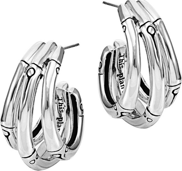 John Hardy Bamboo Silver Small J Hoop Earrings