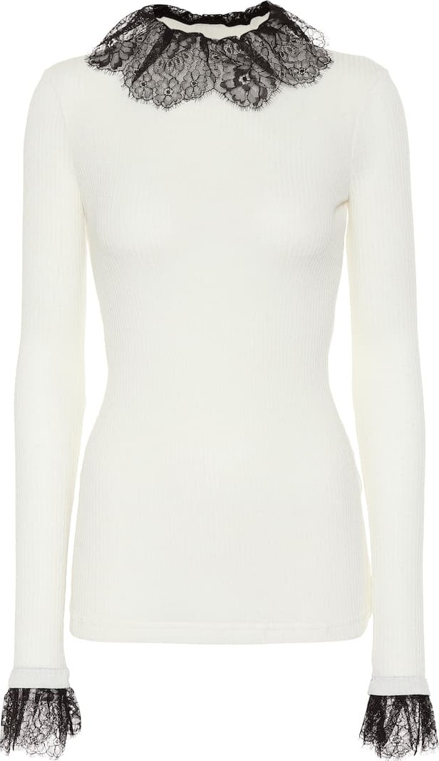 Philosophy Di Lorenzo Serafini Lace-trimmed wool-blend sweater