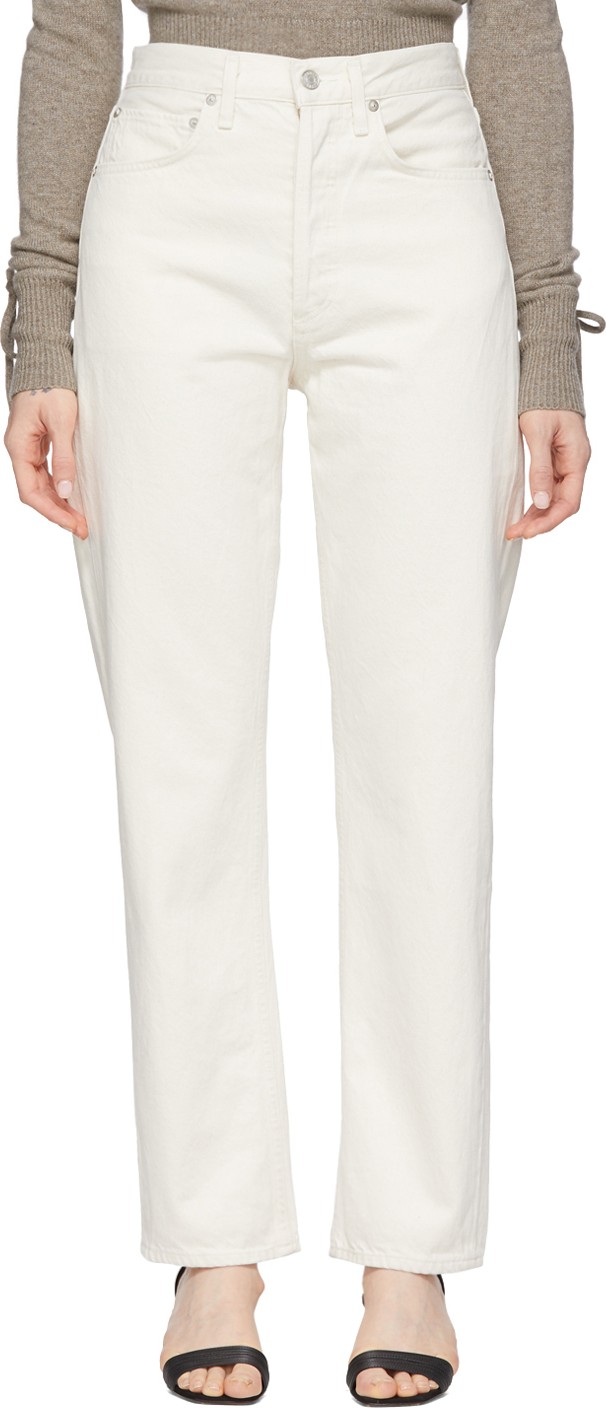 Agolde Off-White 90s Mid Rise Loose Fit Jeans