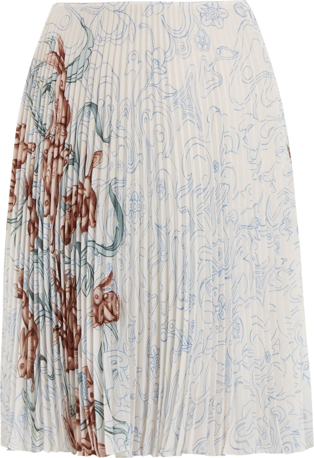 Prada Pleated rabbit-print skirt