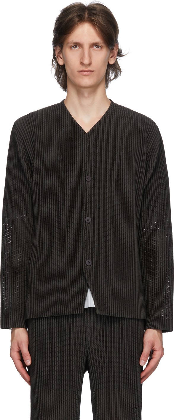 Homme Plissé Issey Miyake Black Outer Mesh Cardigan