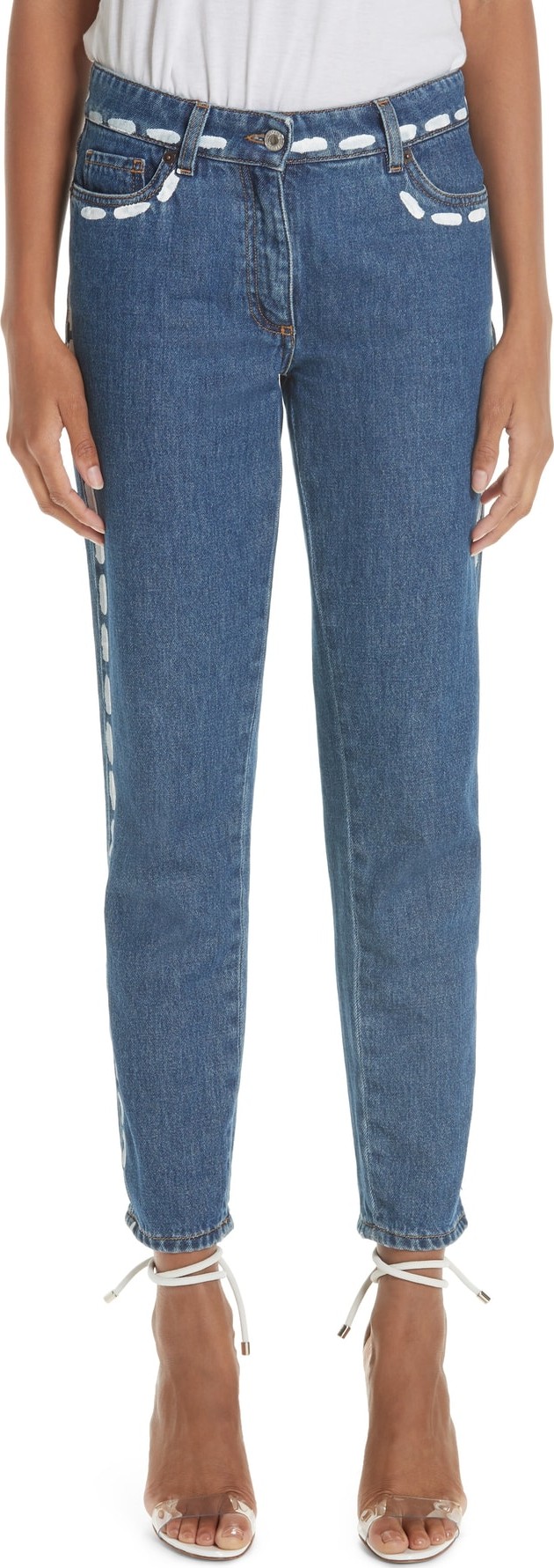 Moschino Dotted Line Straight Leg Jeans