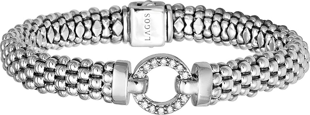 LAGOS Enso Diamond Caviar Rope Bracelet, 9mm