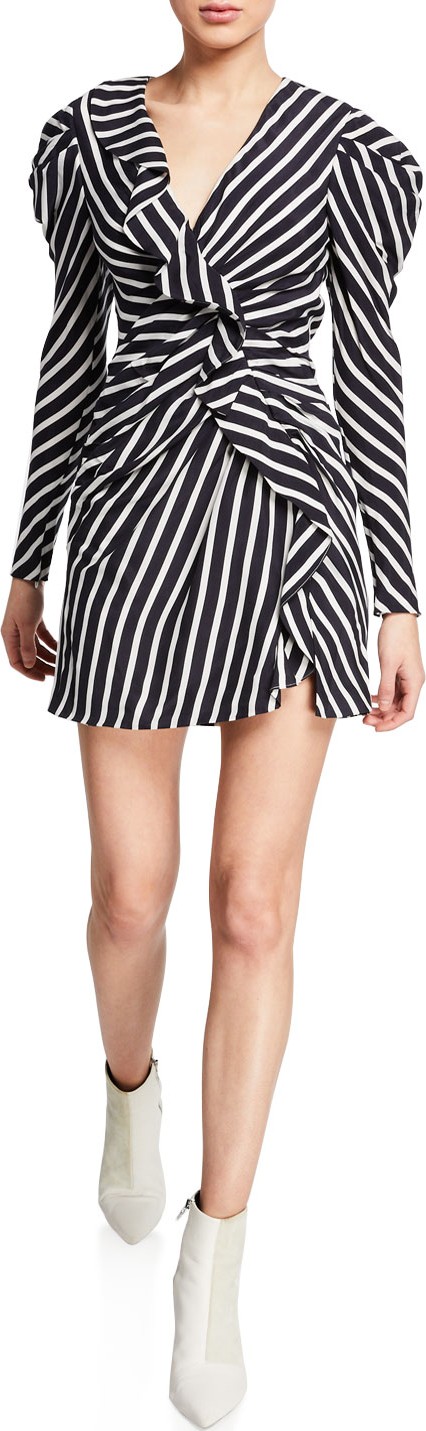 Jonathan Simkhai Multimedia Striped Ruffle Short Dress