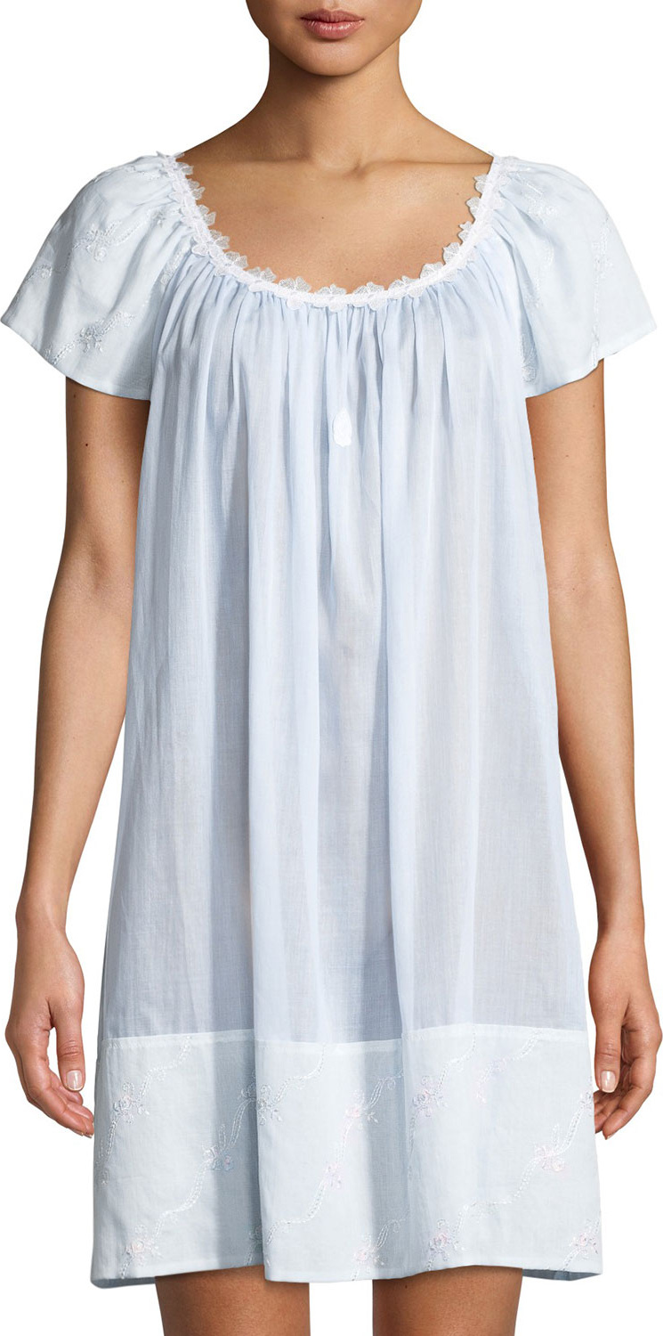 Celestine Fleur Lace-Trim Short-Sleeve Chemise