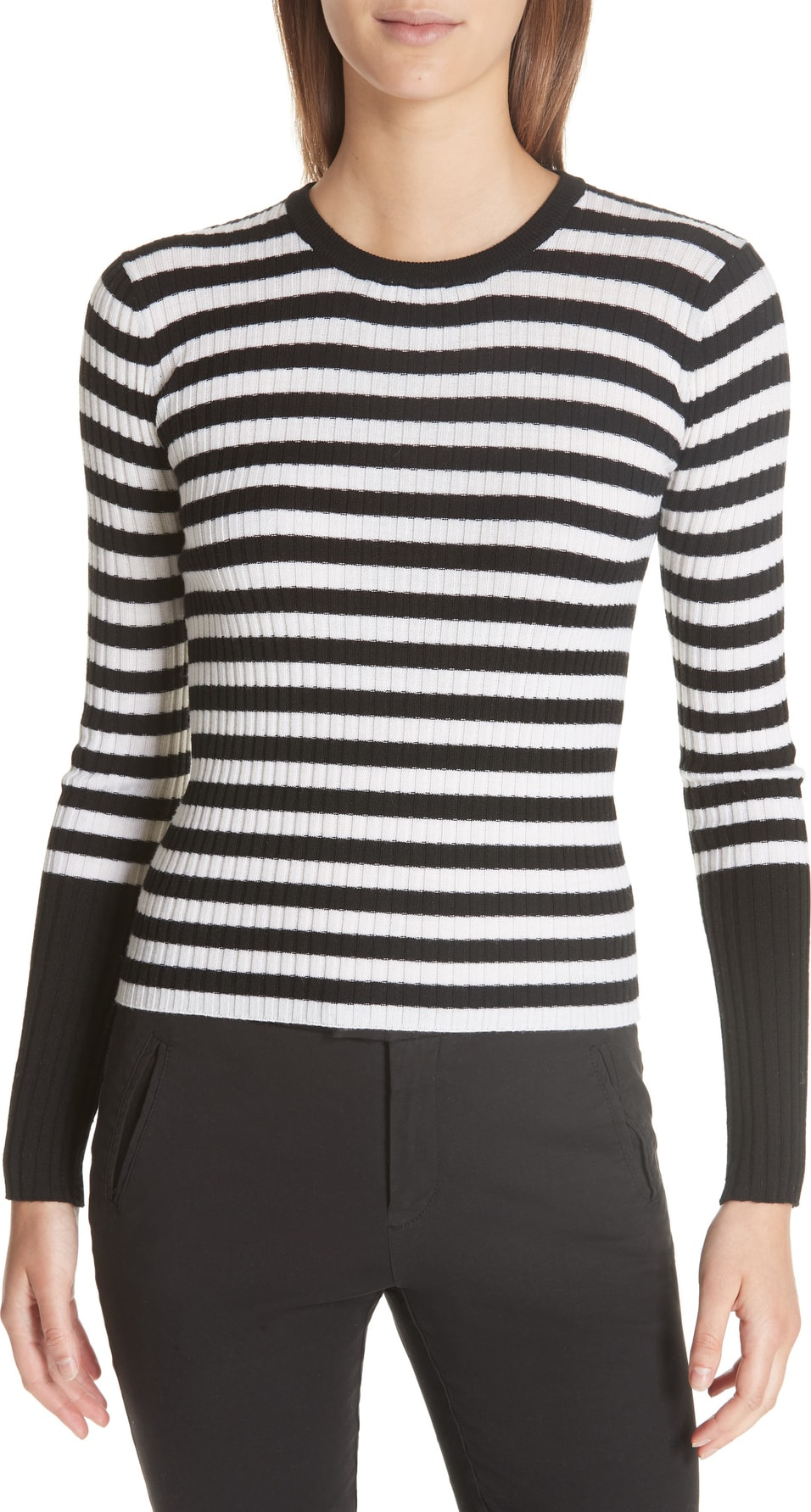 ATM Anthony Thomas Melillo Stripe Rib Merino Wool Sweater