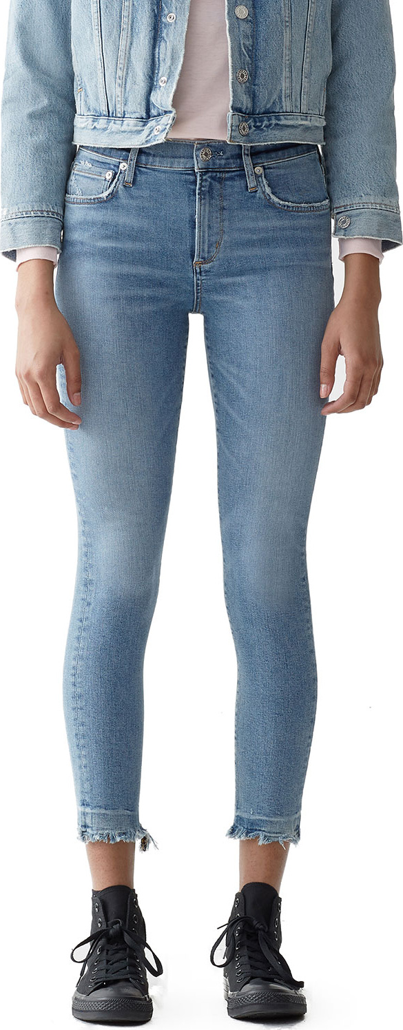 Agolde Sophie High-Rise Cropped Skinny Jeans with Chewed Hem
