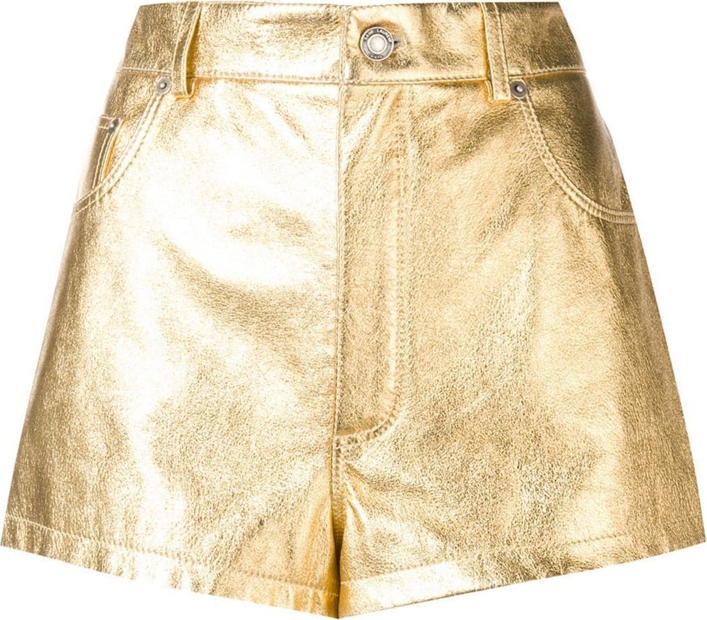 Saint Laurent metallic laminated leather shorts