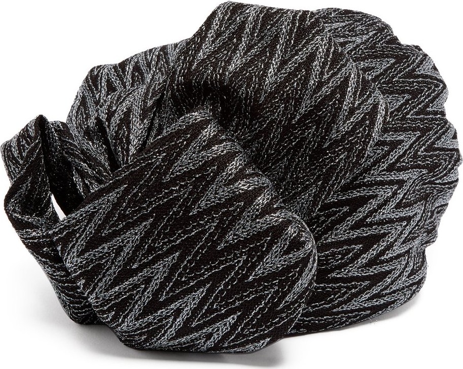 Missoni Zigzag metallic crochet-knit turban hat
