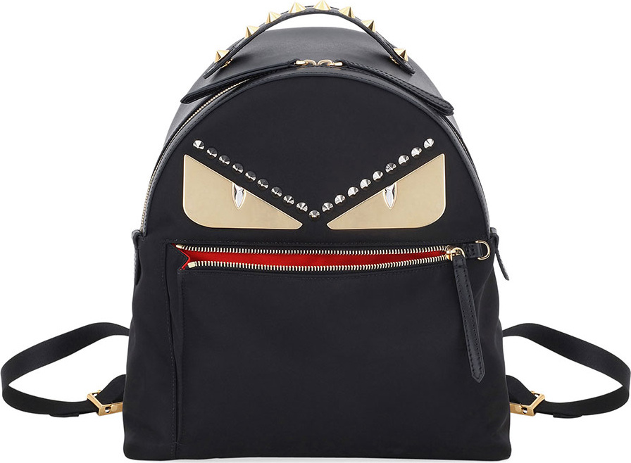 Fendi Monster Eyes Nylon & Leather Backpack