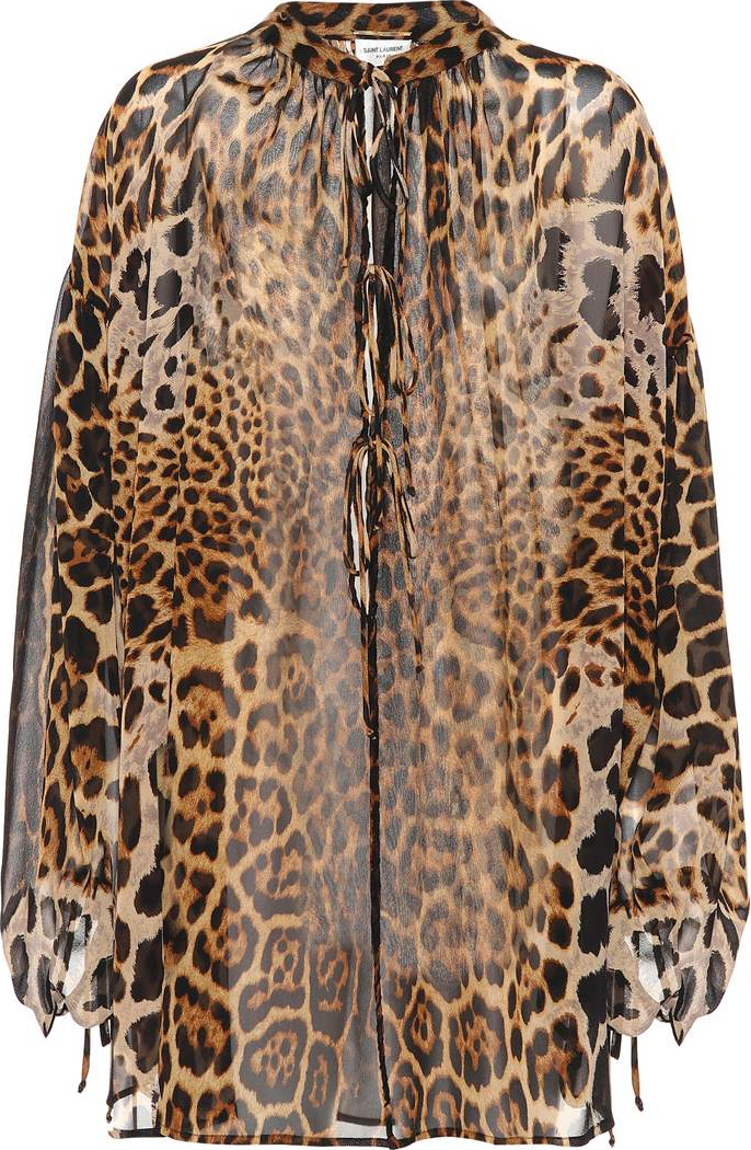 Saint Laurent Leopard-printed silk top