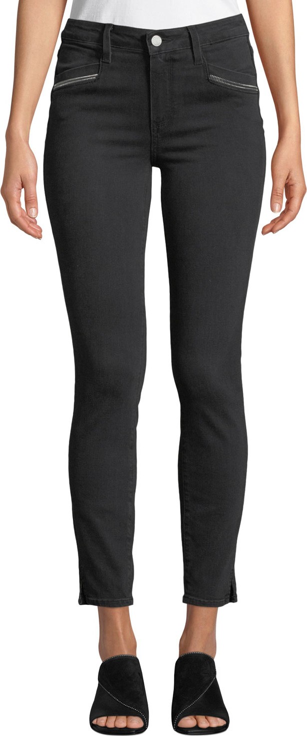 PAIGE Roxxi High-Rise Ankle Skinny Jeans with Zipper Trim