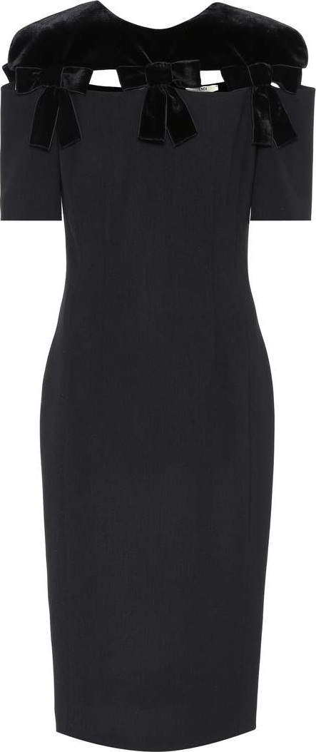 Fendi Wool and velvet midi dress