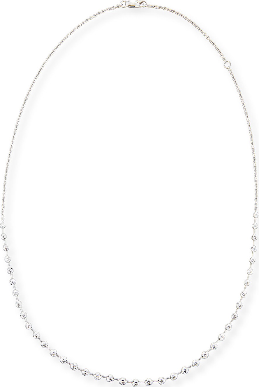 Memoire Spaced Diamond Line Necklace in 18K White Gold, 2.0 tdcw