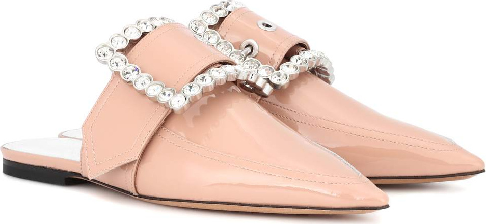 Maison Margiela Embellished patent leather slippers