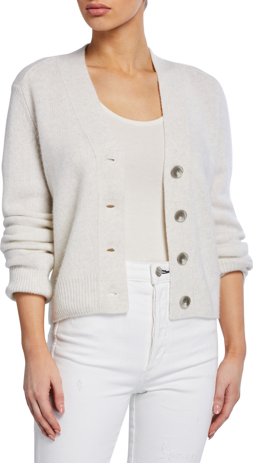 Vince Button-Front Shrunken Cashmere Cardigan