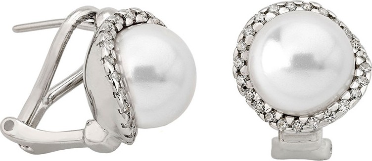 Majorica 10mm Pearl & Cubic Zirconia Stud Earrings
