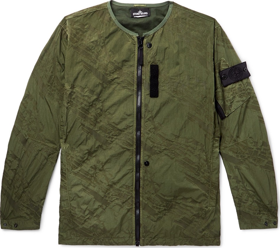 Stone Island Logo-Appliquéd Garment-Dyed Water-Repellent Nylon Jacket