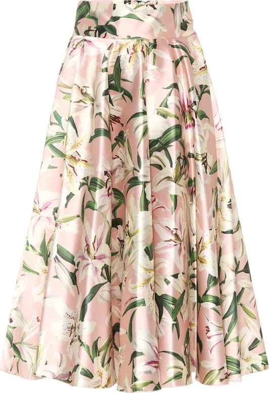 Dolce & Gabbana Floral silk-satin midi skirt