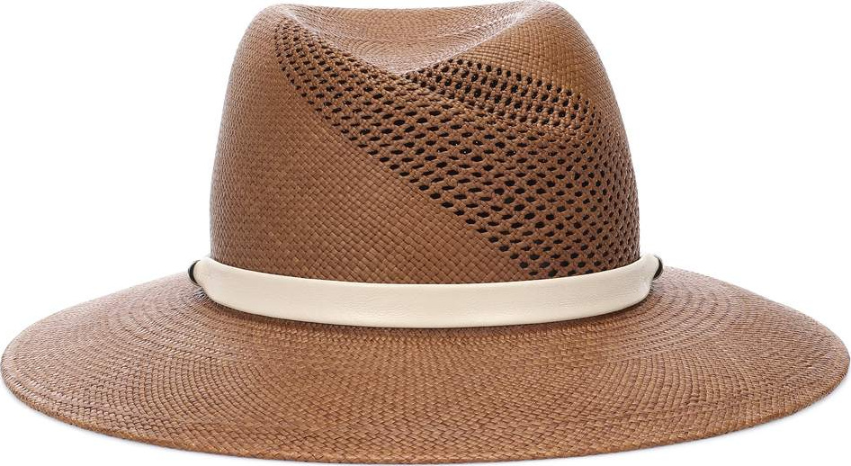 Rag & Bone Zoe leather-trimmed straw hat