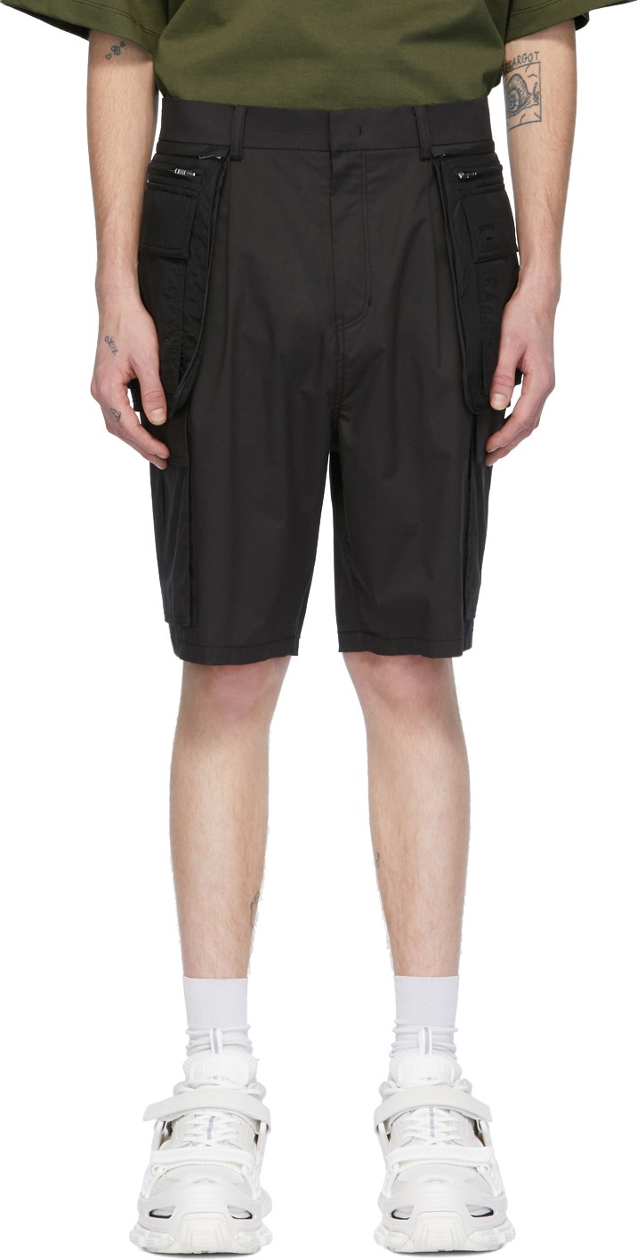 Juun.J Black Overlay Cargo Shorts