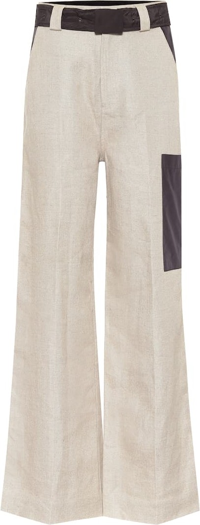 Ganni High-rise wide-leg linen pants