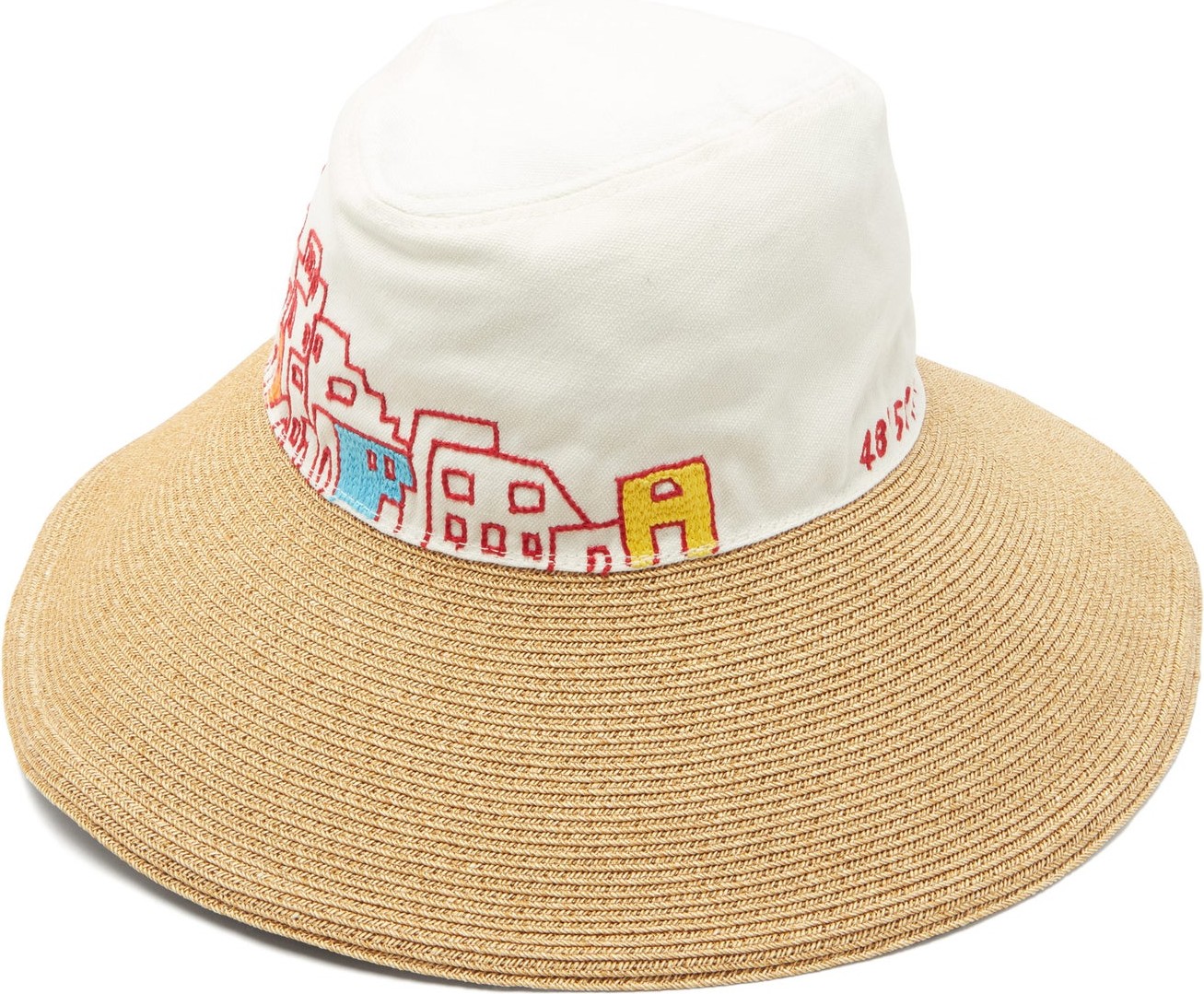 Kilometre Paris Paris coordinates canvas and straw bucket hat