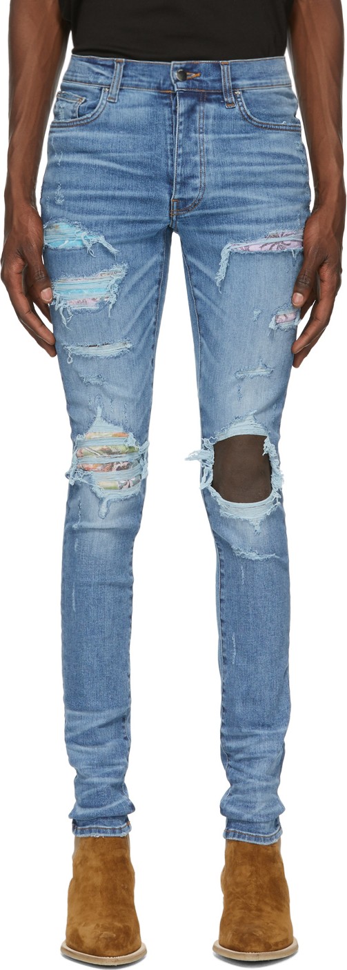Amiri Blue Hawaiian Patch Jeans