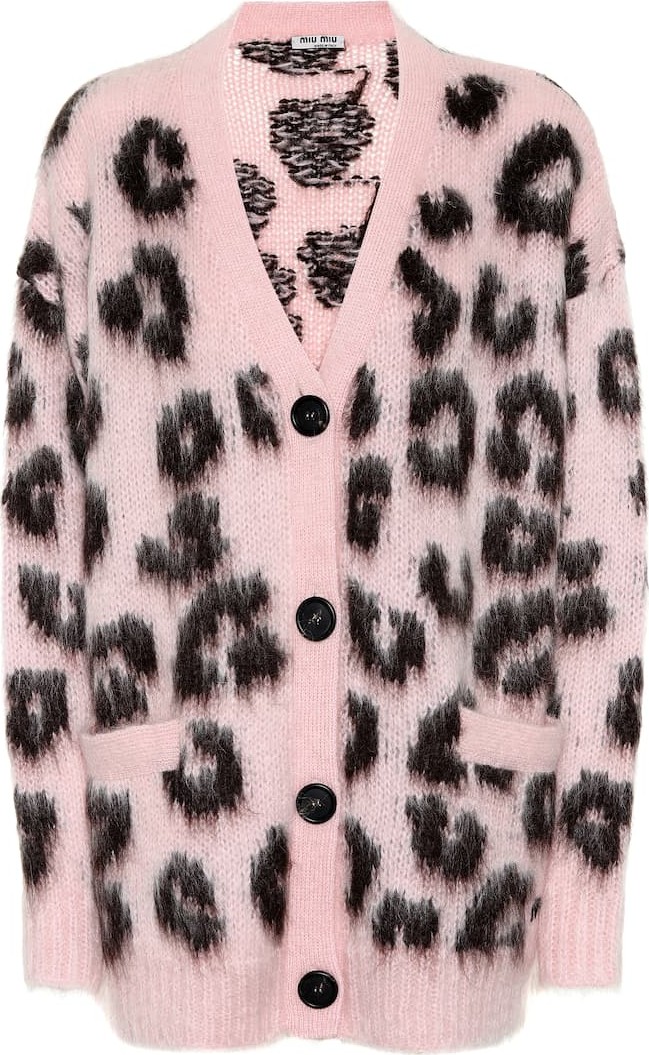 Miu Miu Mohair-blend leopard cardigan