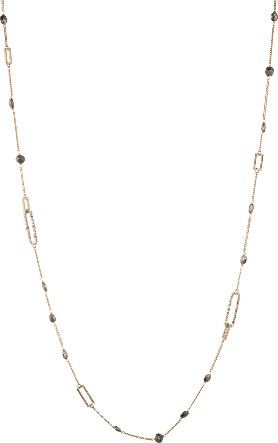 Alexis Bittar Crystal Encrusted Link Necklace w/ Pyrite