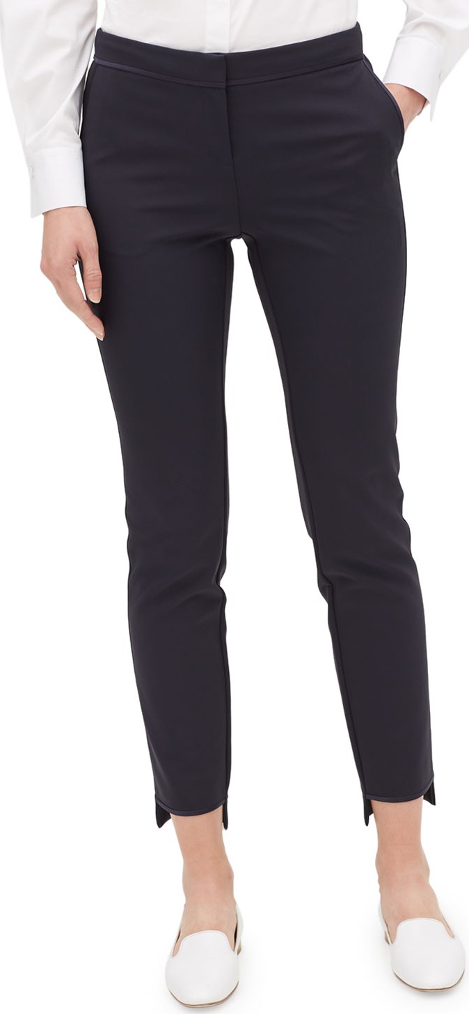 Lafayette 148 New York Manhattan Slim-Leg Stretch Pants w/ Step Hem