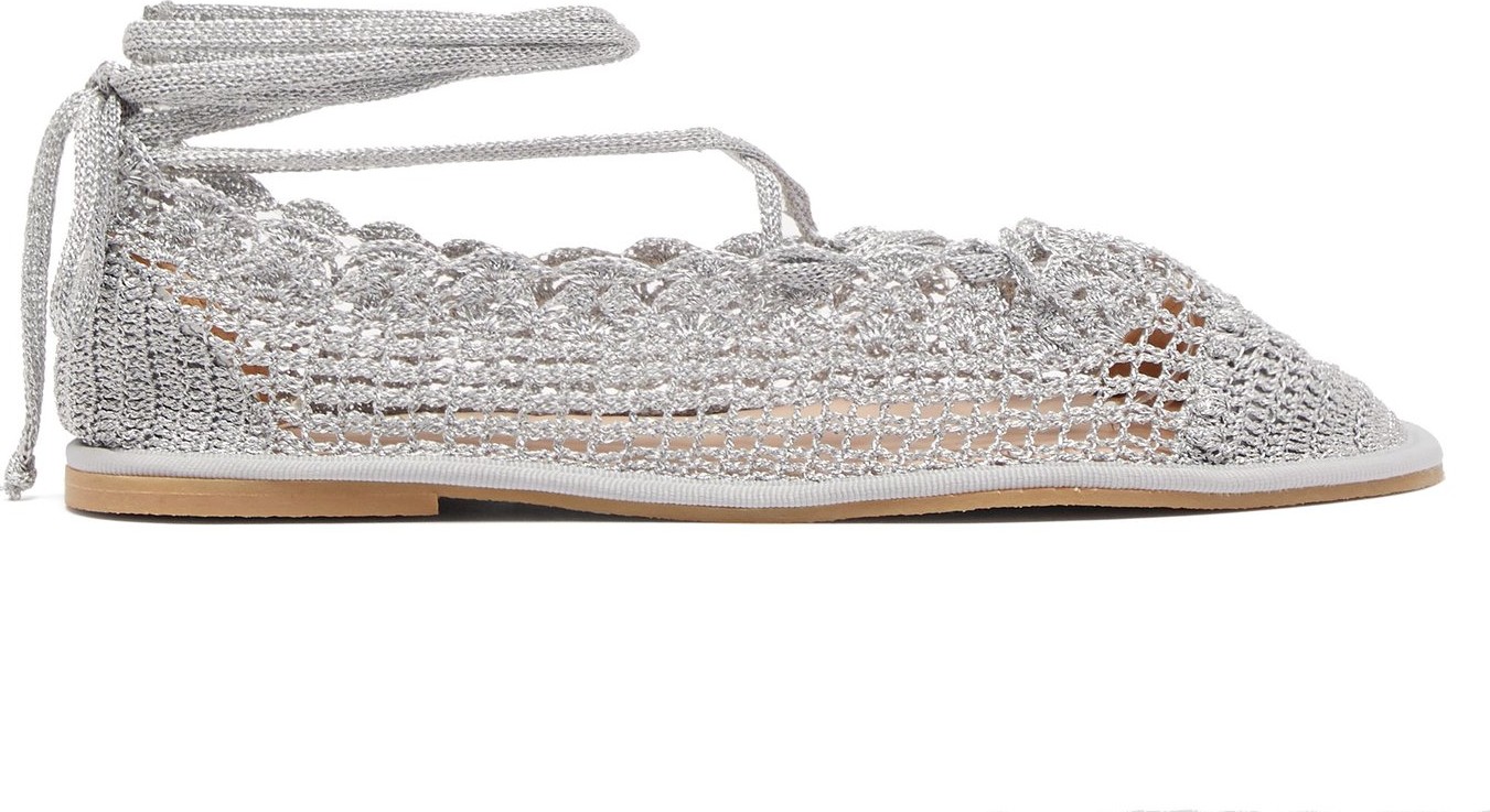 Alexachung Metallic crochet-knitted flats