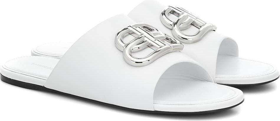 Balenciaga BB leather slides