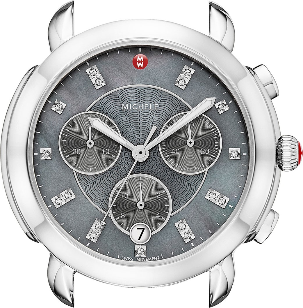 MICHELE 38mm Sidney Chronograph Watch Head, Gray