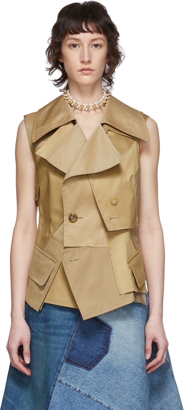 Junya Watanabe Beige Cotton Twill Vest
