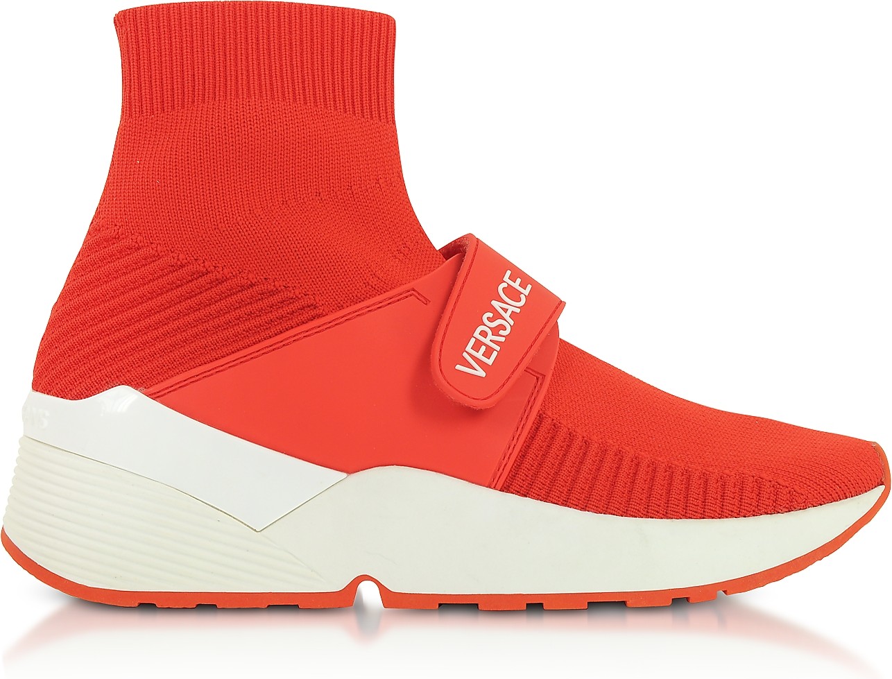 Versace Red Flyknit High Running Sock Sneakers