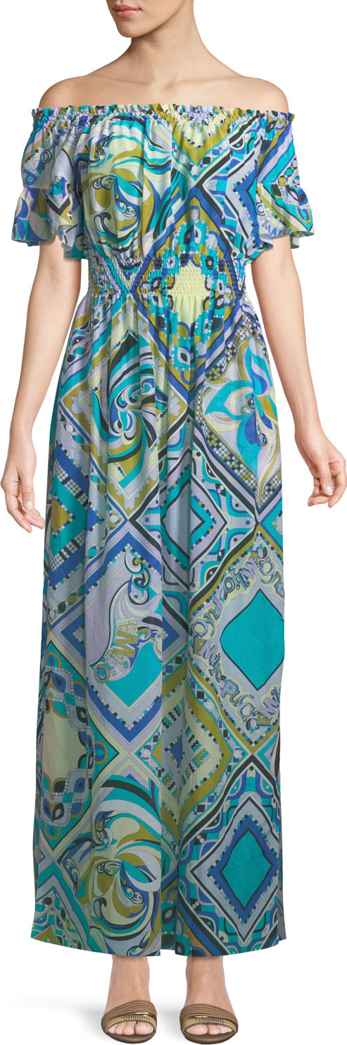 Emilio Pucci Postcards-Printed Cotton/Silk Coverup Maxi Dress