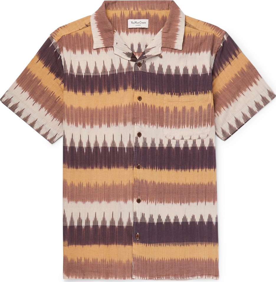 YMC Camp-Collar Printed Cotton-Gauze Shirt