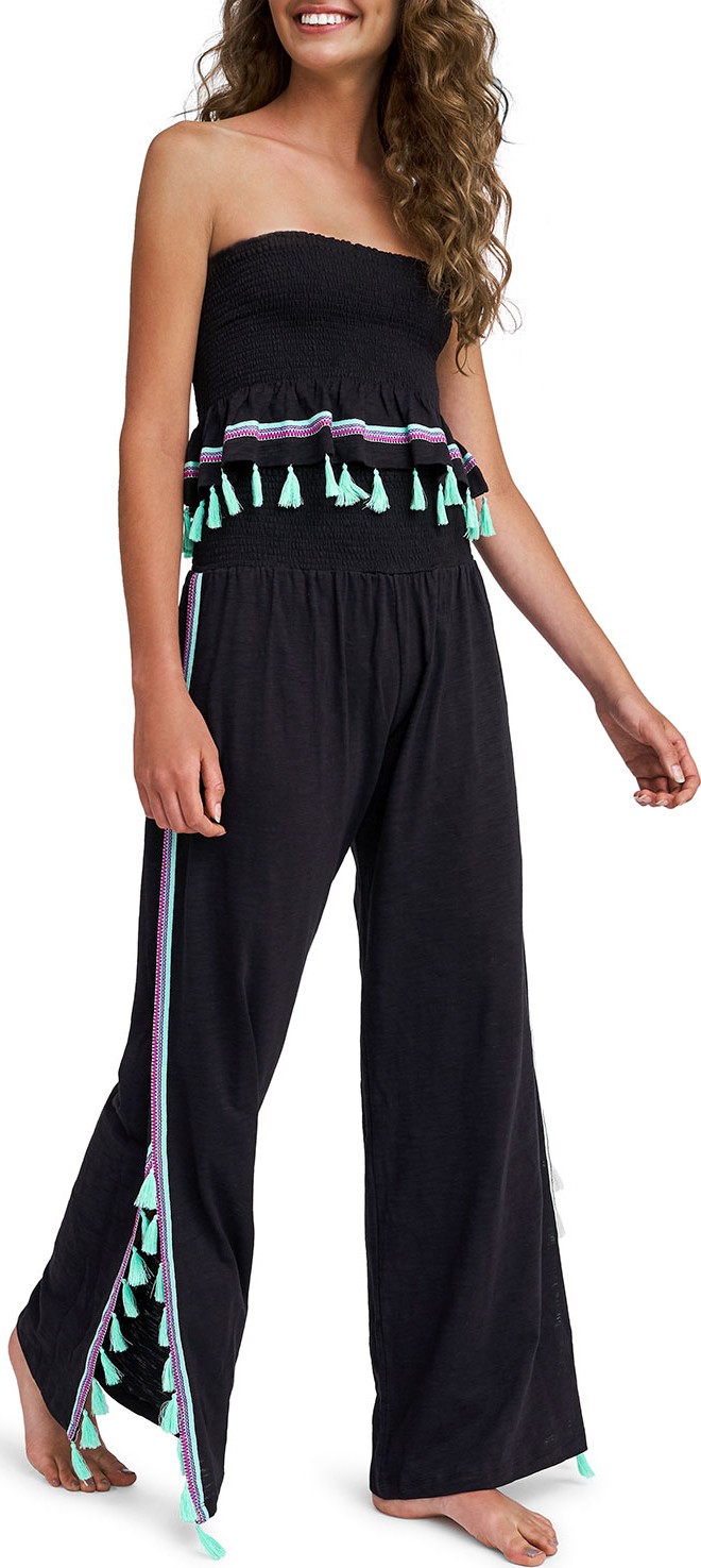 Pitusa Jasmine Smocked Tassel Crop Top