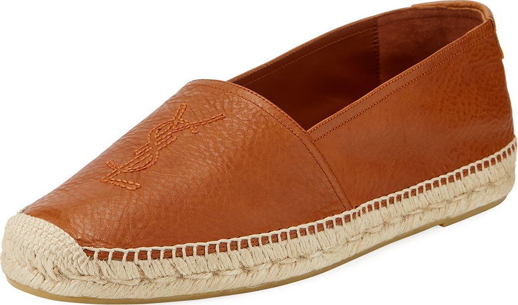 Saint Laurent Logo-Stitched Leather Espadrille