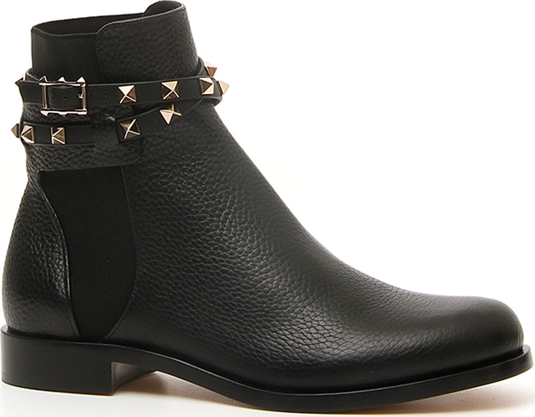 Valentino Rockstud Beatle Leather Ankle Boot