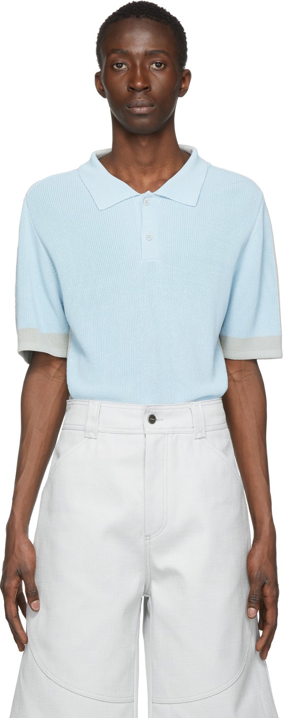 Jacquemus Blue & Grey 'Le Polo En Maille' Polo