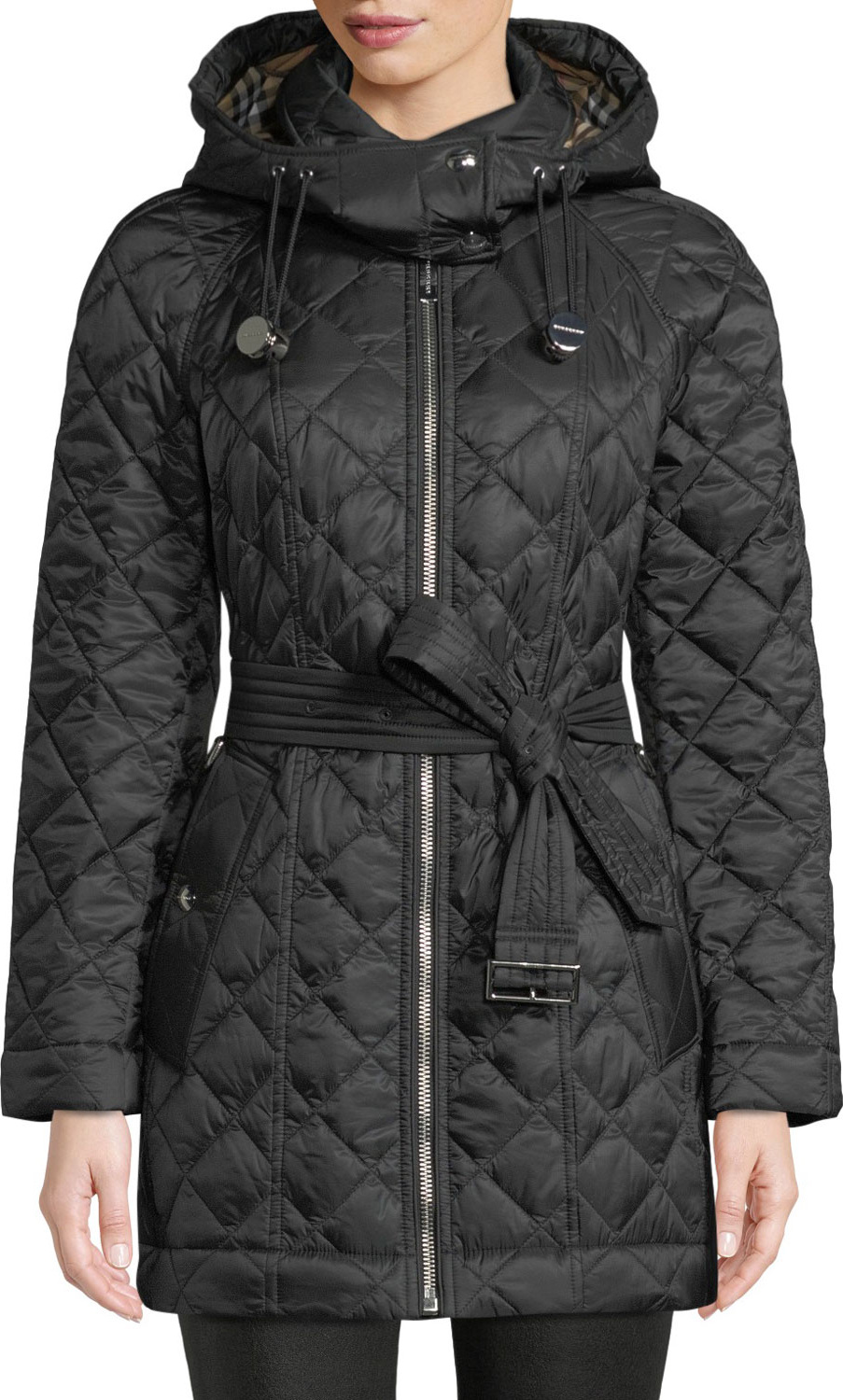 Burberry London England Baughton Belted Quilted Parka Jacket