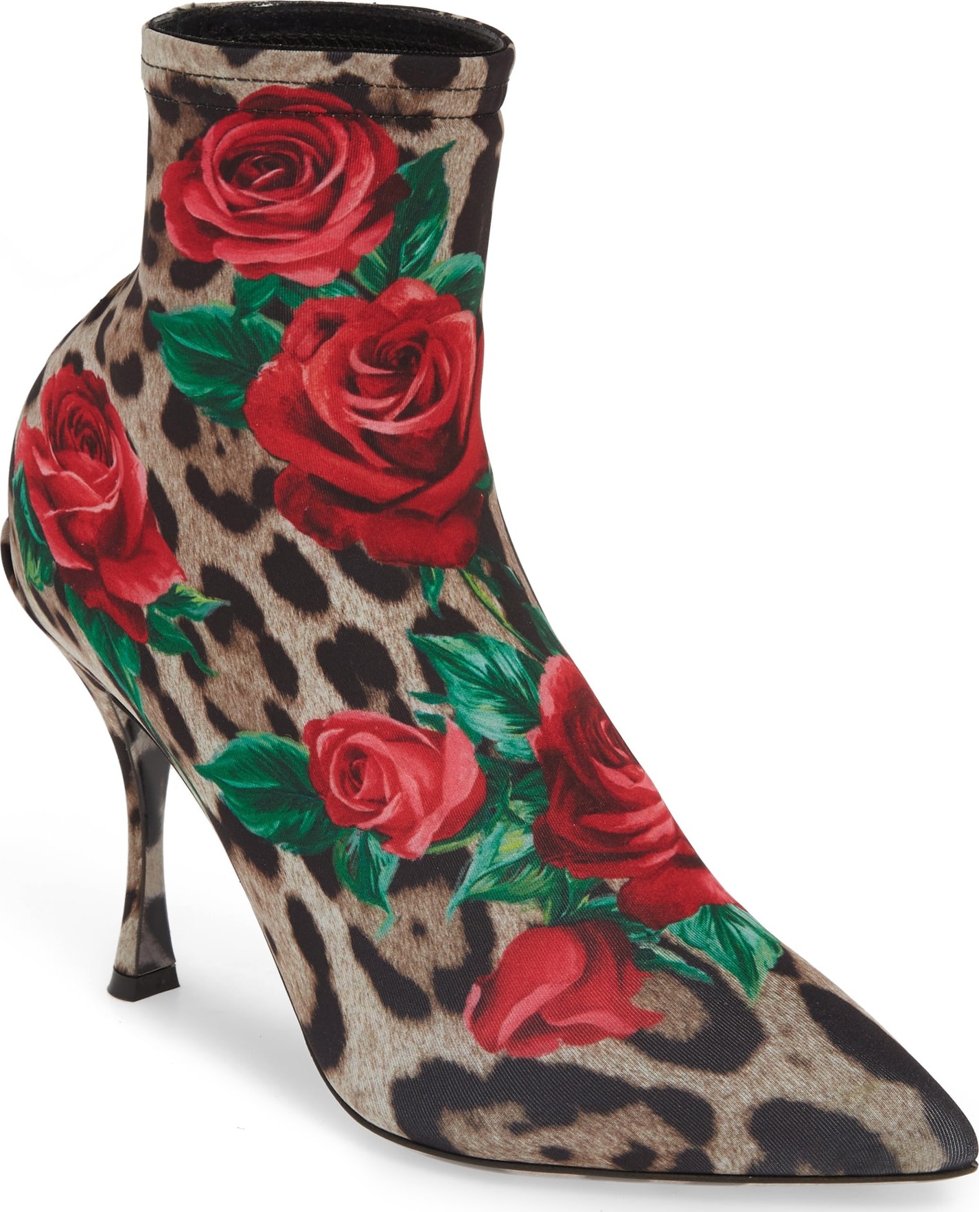 Dolce & Gabbana Rose & Leopard Sock Bootie