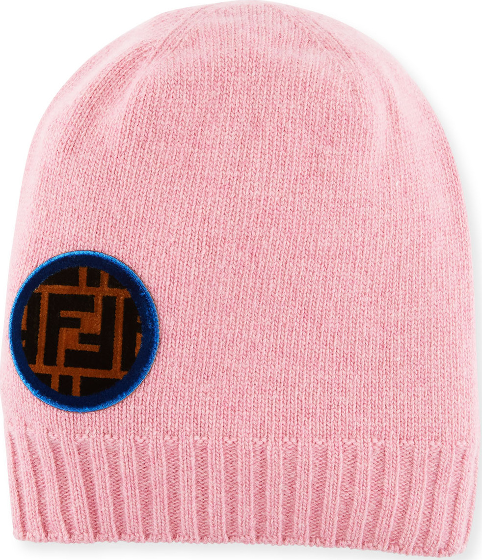 Fendi Circle-Logo Wool-Cashmere Knit Beanie Hat