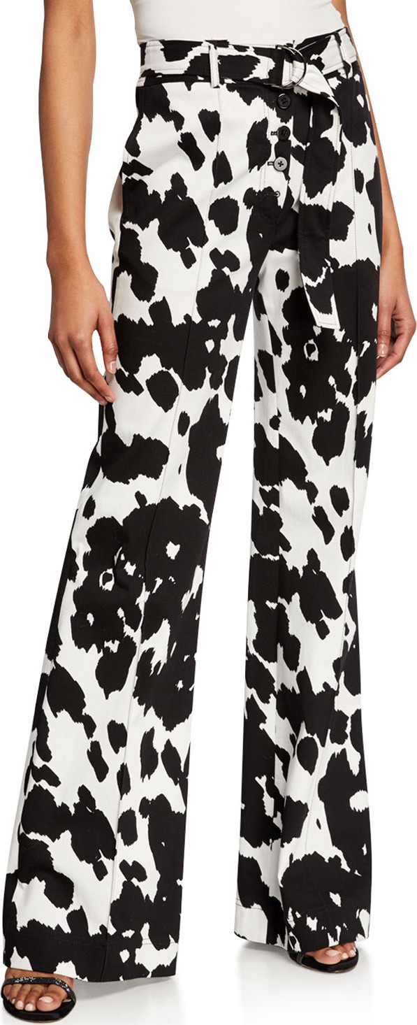 DIANE von FURSTENBERG Joan Belted Animal-Print Boot-Cut Pants