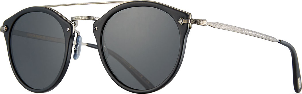 Oliver Peoples Remick Monochromatic Brow-Bar Sunglasses, Black
