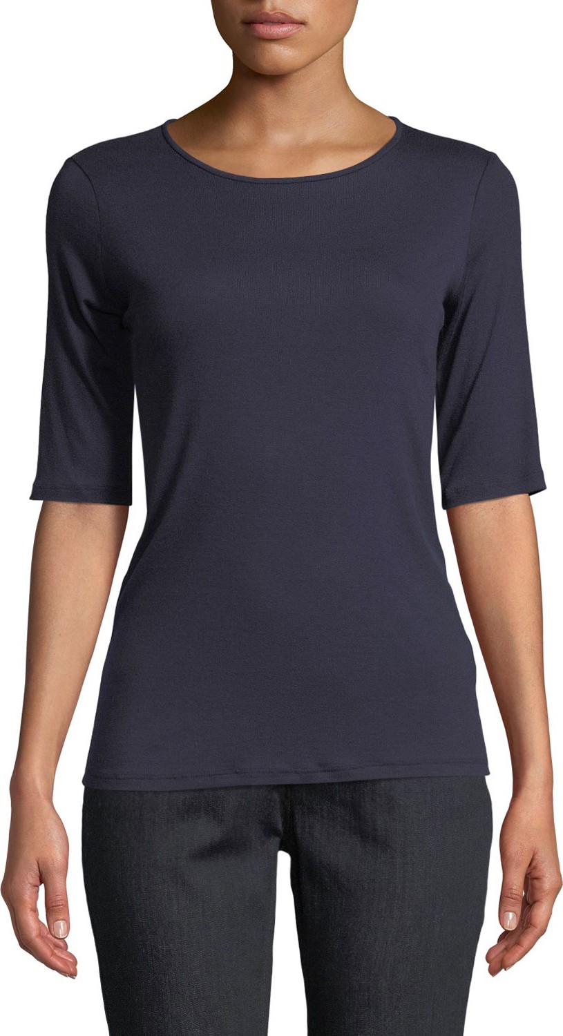 Eileen Fisher Half-Sleeve Micro Tencel Tee