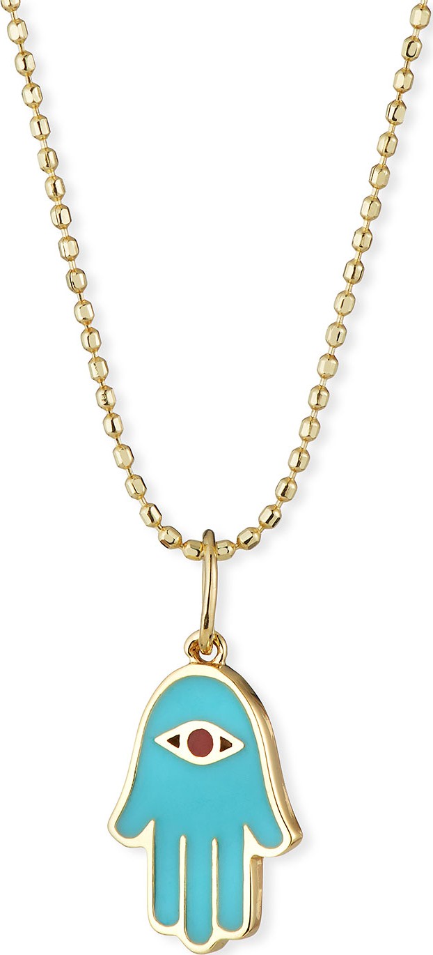 Sydney Evan 14k Enamel Hamsa Charm Necklace