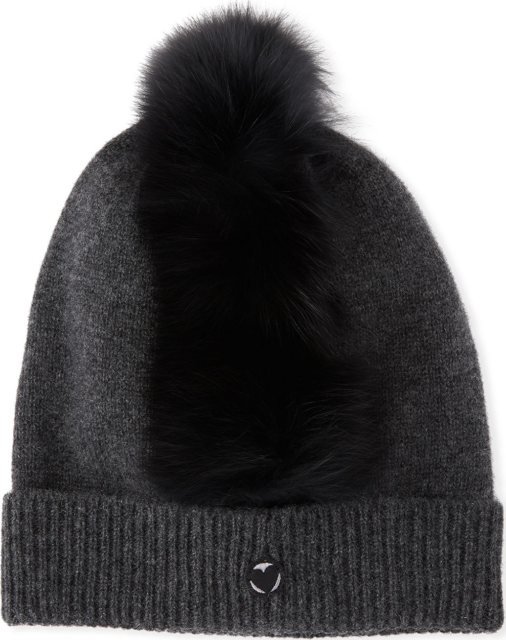 Charlotte Simone Cashmere Beanie Hat w/ Fur Mohawk